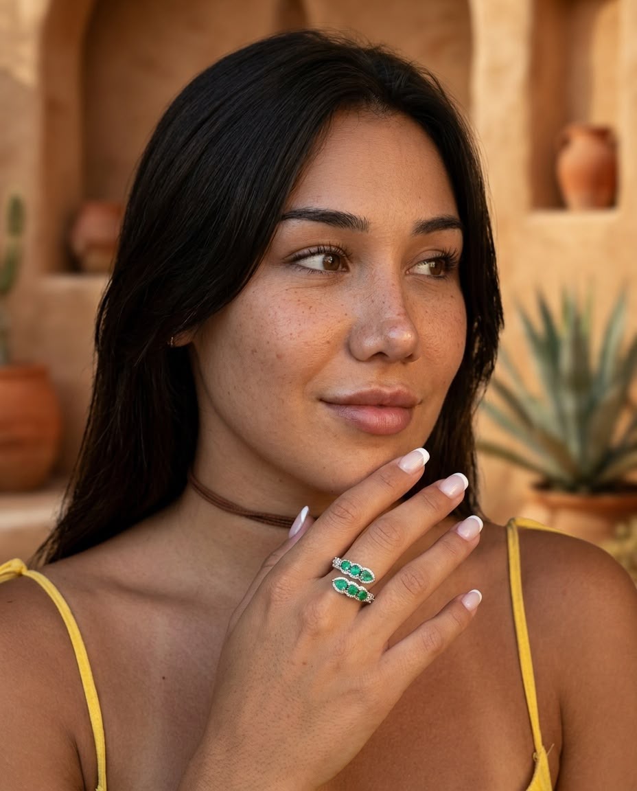 Anillo EMERA · Esmeraldas Naturales en Plata 925