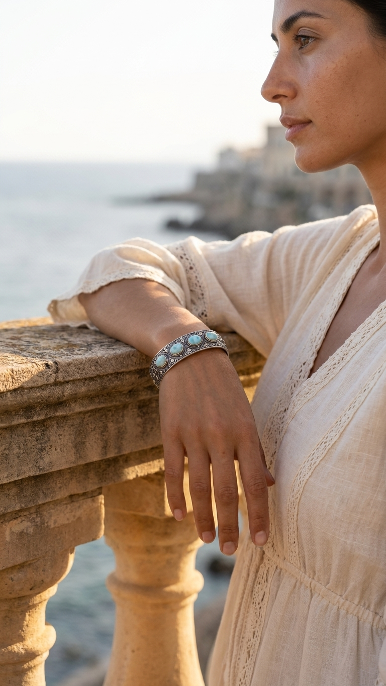 Brazalete ETHEREA con Larimar Natural