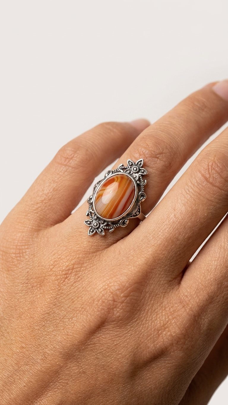Anillo CORALIA | Ágata Cornalina Natural