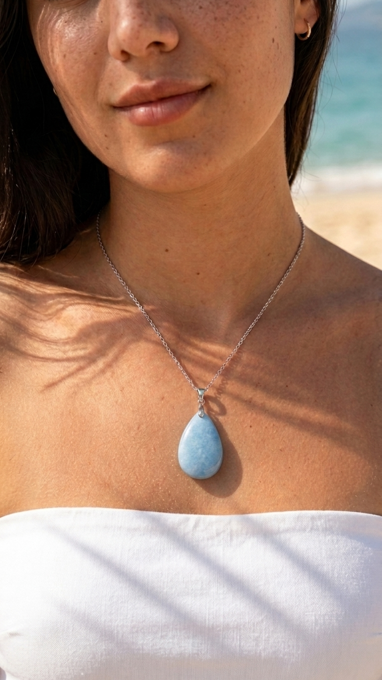 Collar OASIS | Aguamarina natural y plata de ley 925