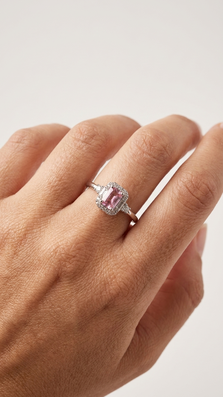 Anillo ÉCLAT - Cuarzo Rosa y Circonitas