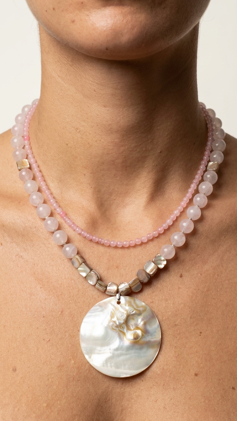 Set Nácar — Cuarzo Rosa y Madreperla