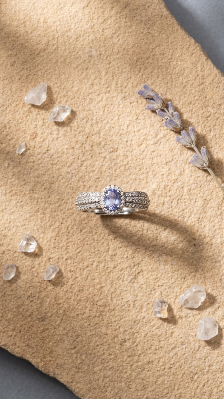 Anillo VÉLIA - Anillo de plata con tanzanita y circonitas