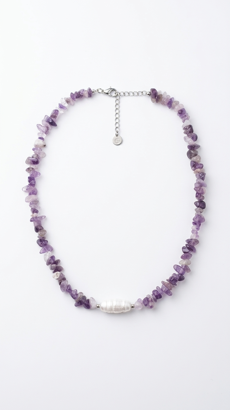 FORZA Collar con Minerales y Perla Barroca