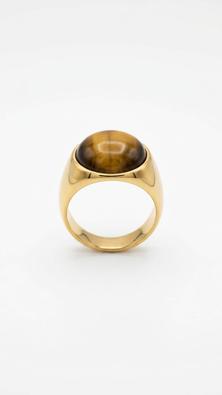 Anillo GALATEA redondo · Ojo de Tigre y Acero