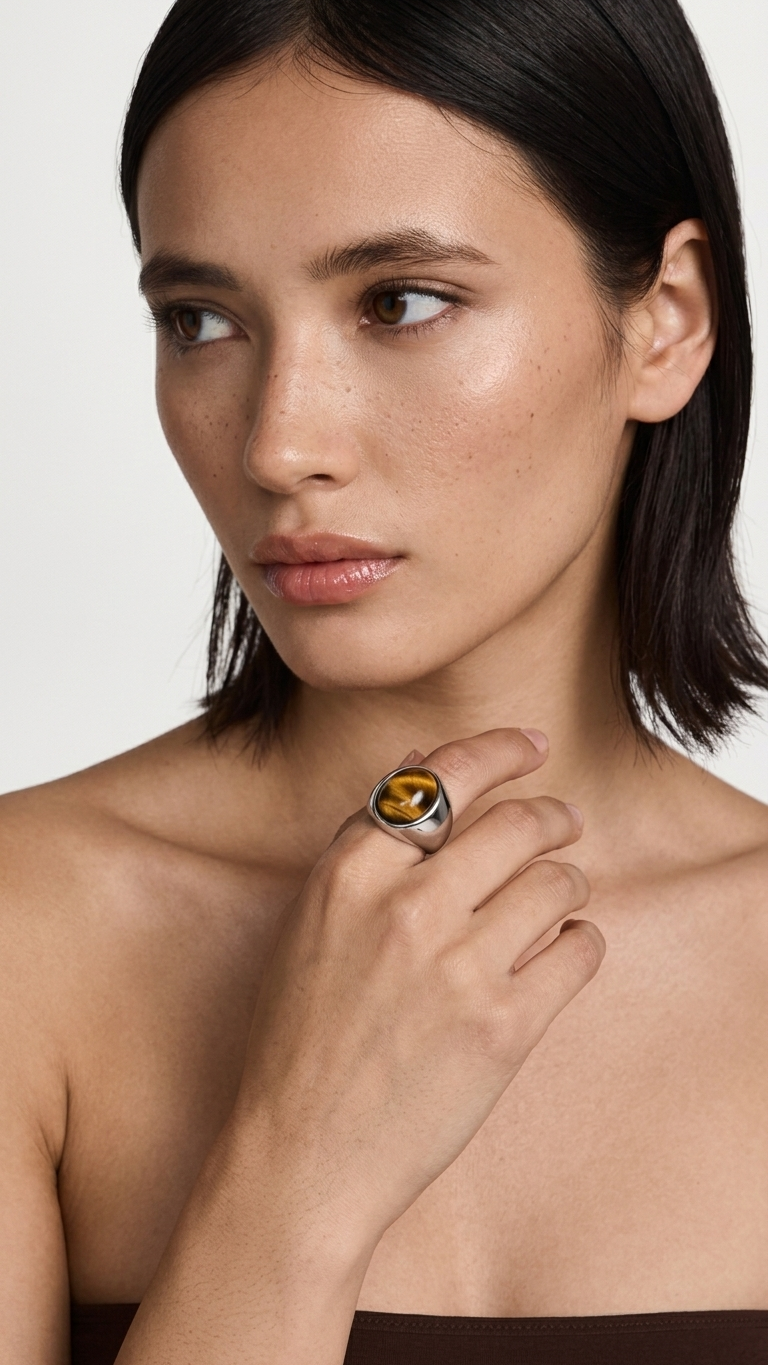 Anillo KAELEN de Acero Sólido y Ojo de Tigre