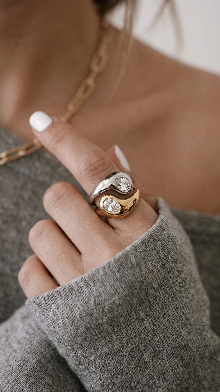 Anillo Kira en Acero Inoxidable y Mineral
