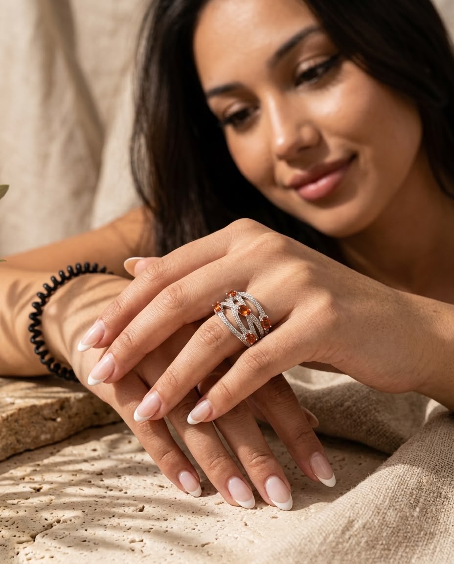 Anillo GARNET con Granates Facetados