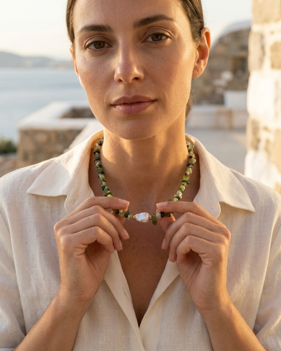 FORZA Collar con Minerales y Perla Barroca