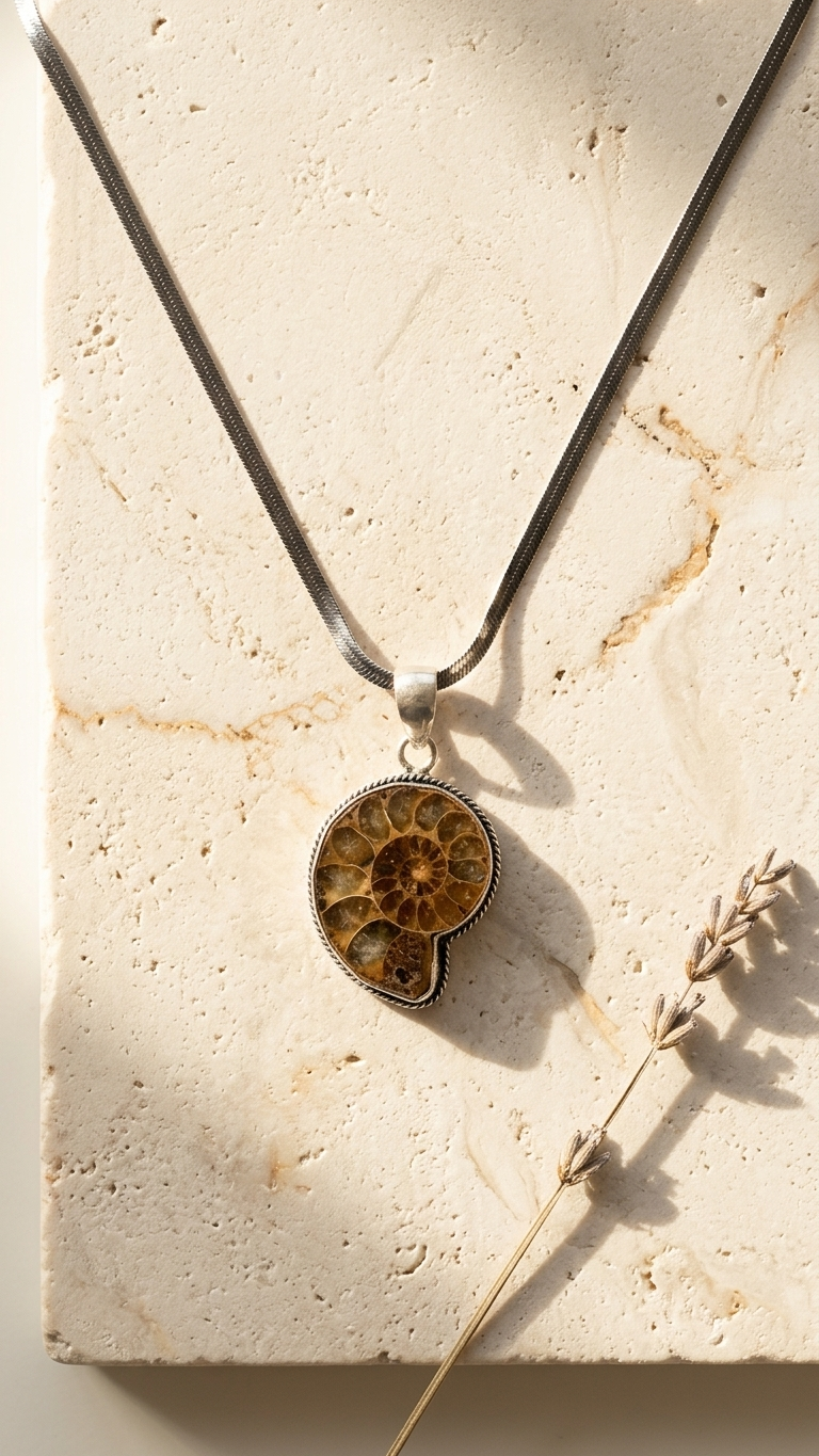 Collar FÓSIL | Ammonite y Baño de Plata