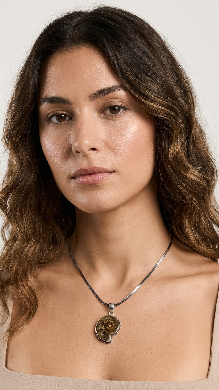Collar FÓSIL | Ammonite y Baño de Plata