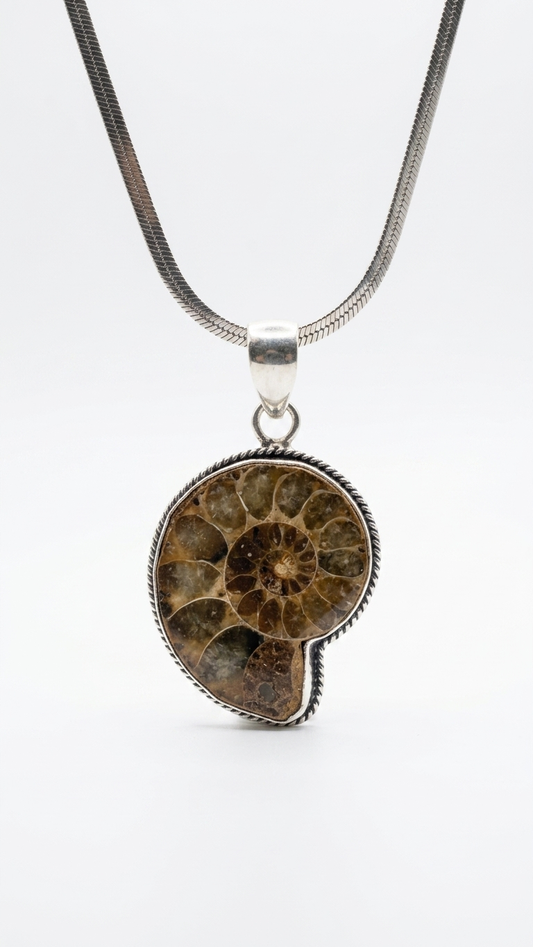 Collar FÓSIL | Ammonite y Baño de Plata
