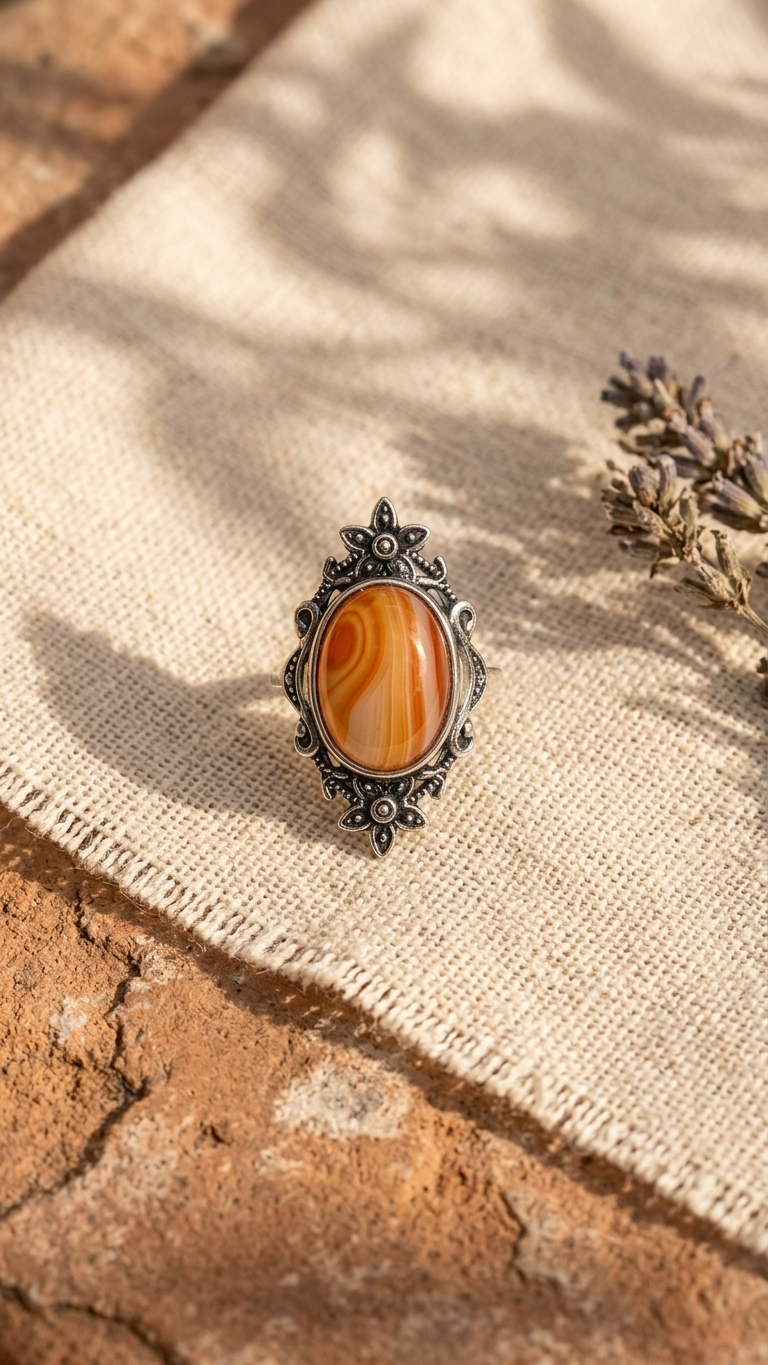 Anillo CORALIA | Ágata Cornalina Natural