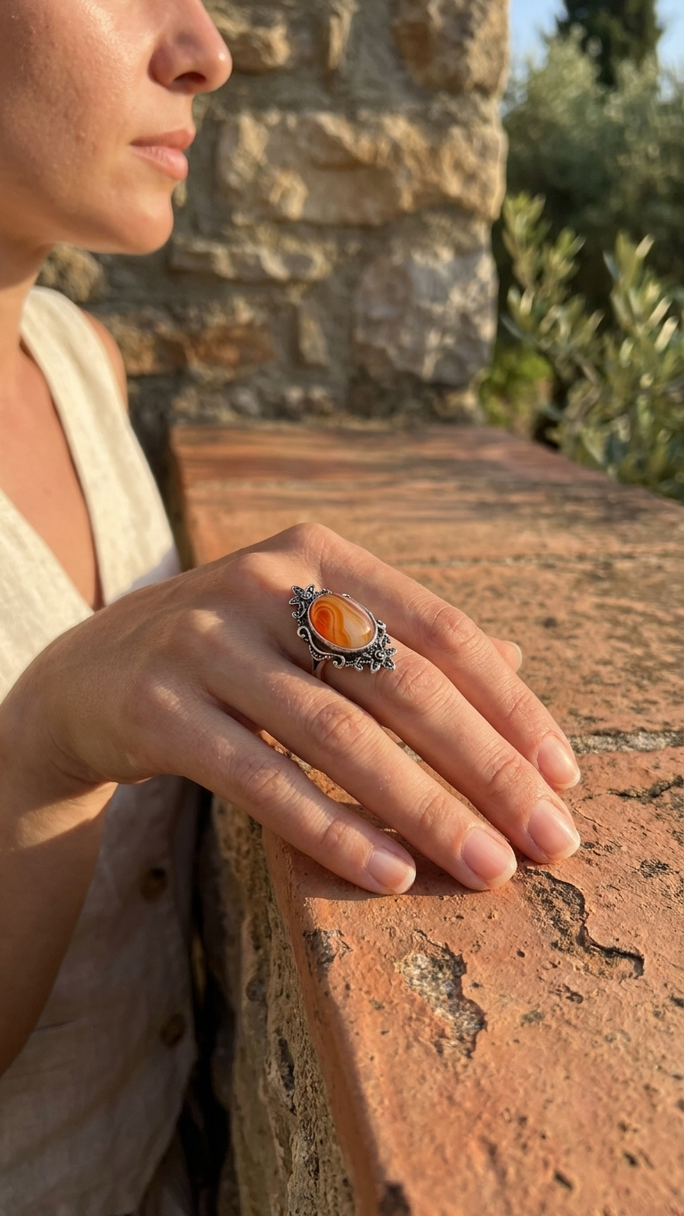 Anillo CORALIA | Ágata Cornalina Natural