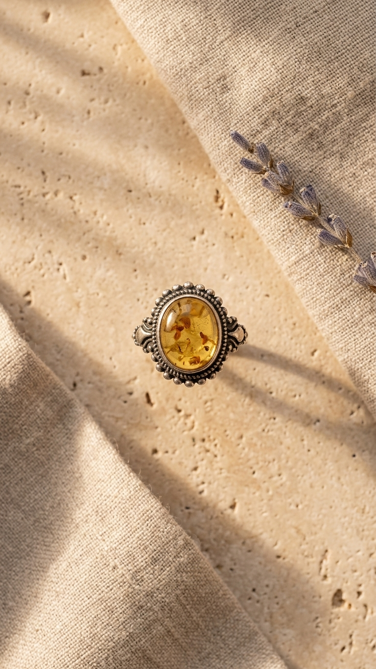 Anillo ÁUREA | Plata 925 y Ámbar Natural