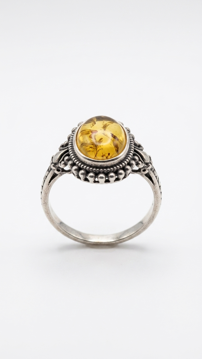 Anillo ÁUREA | Plata 925 y Ámbar Natural
