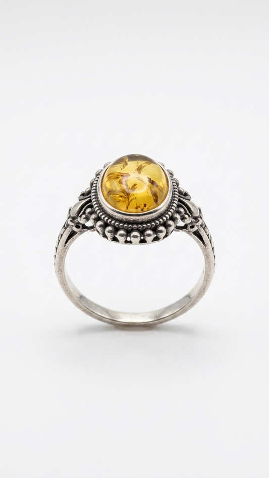 Anillo ÁUREA | Plata 925 y Ámbar Natural