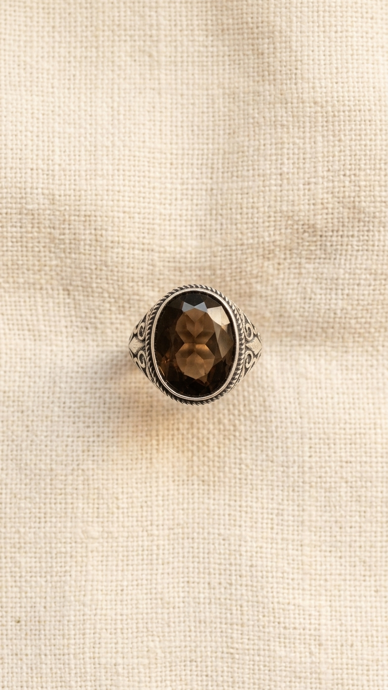 Anillo ECLIPSE | Plata 925 y Cuarzo Ahumado