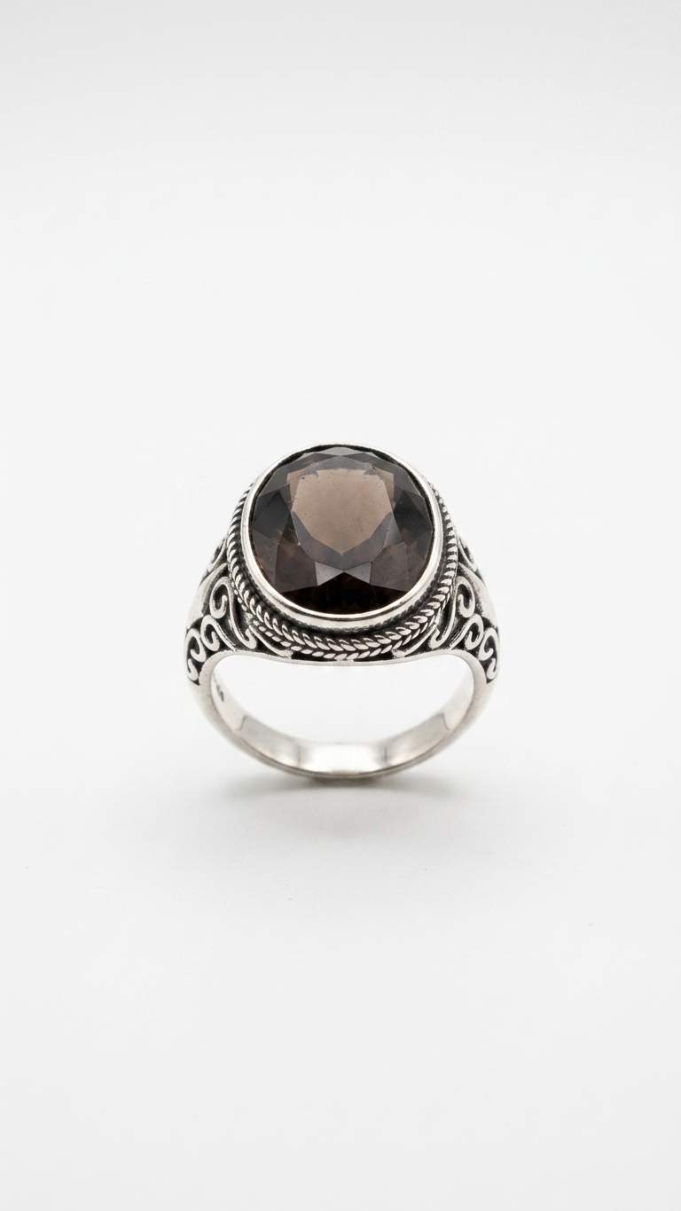 Anillo ECLIPSE | Plata 925 y Cuarzo Ahumado
