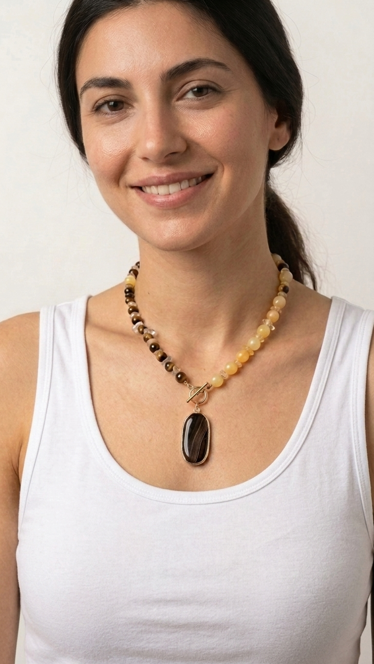 Collar AURELIA | Ágata Bandeada y Piedras Naturales