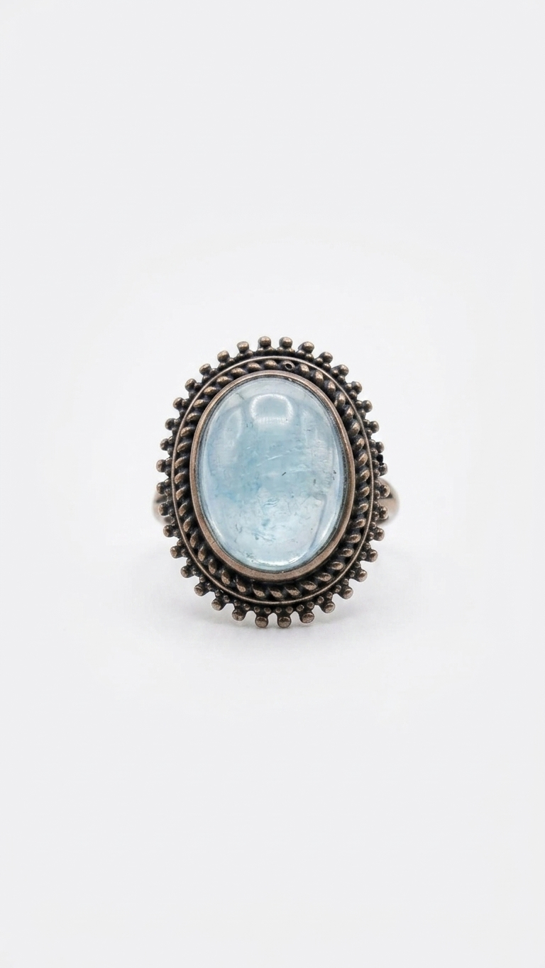 Anillo NEREIDA de Plata de Ley y Aguamarina