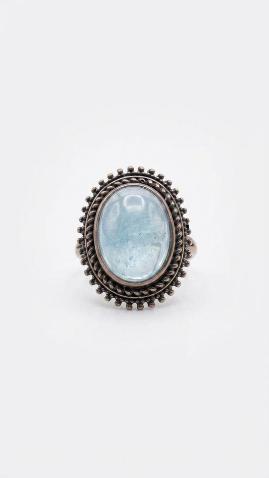 Anillo NEREIDA de Plata de Ley y Aguamarina
