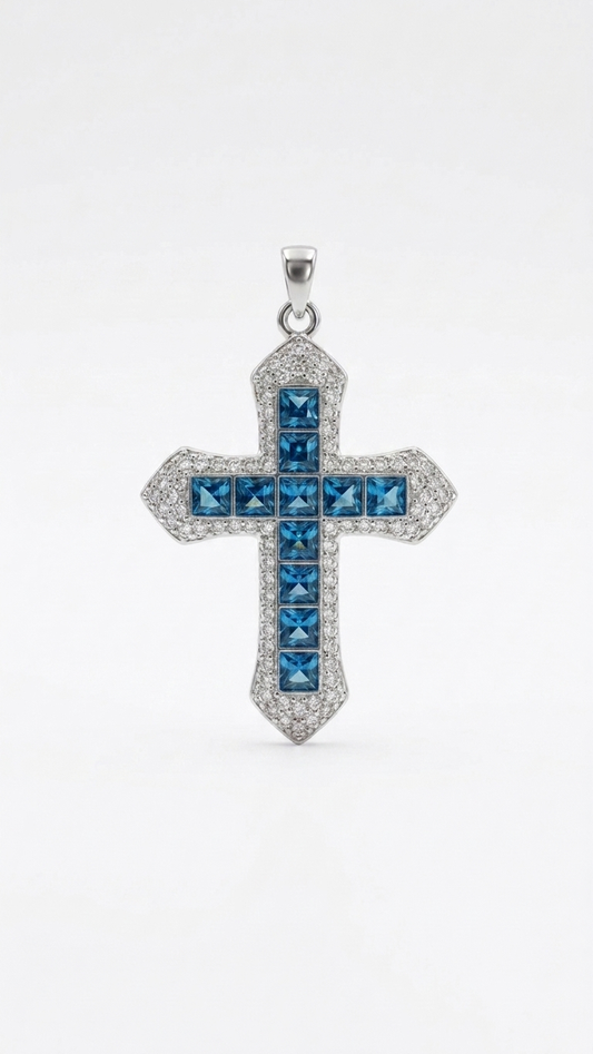 Collar ELARA | Topacio azul y circonitas