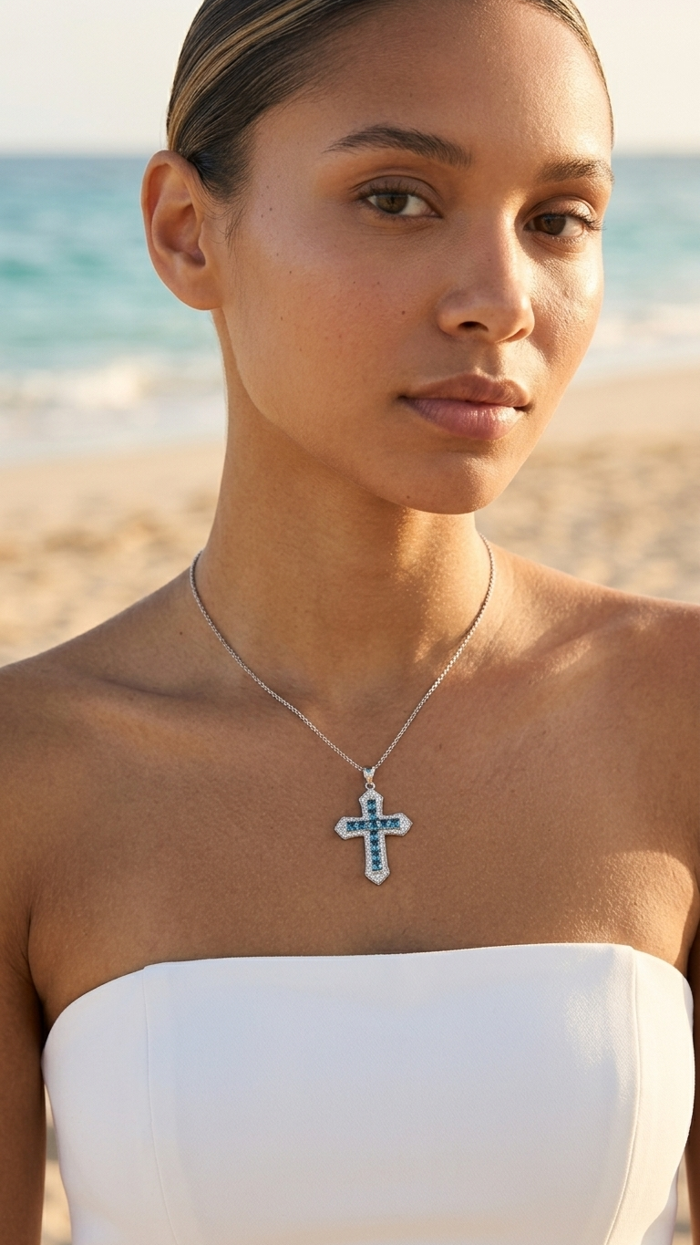 Collar ELARA | Topacio azul y circonitas
