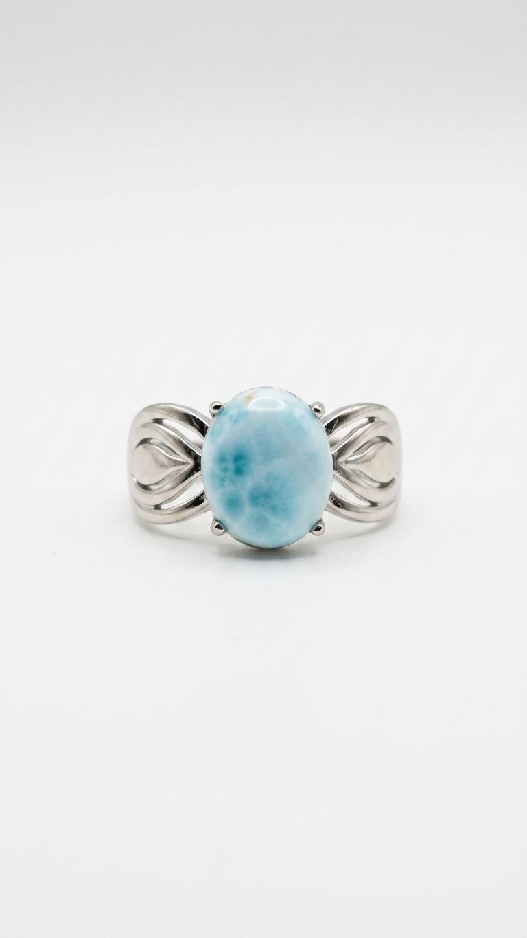 Anillo BRISA MARINA de Plata de Ley y Larimar