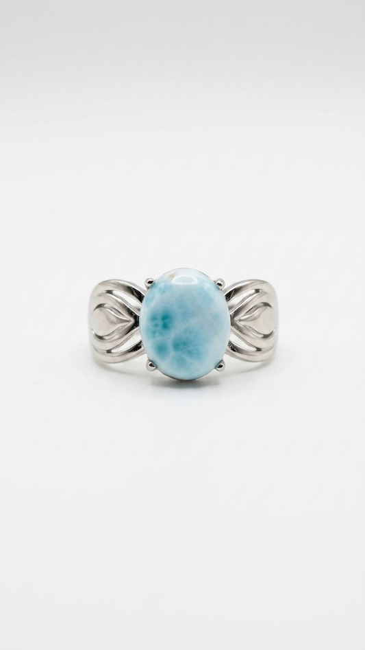 Anillo BRISA MARINA de Plata de Ley y Larimar