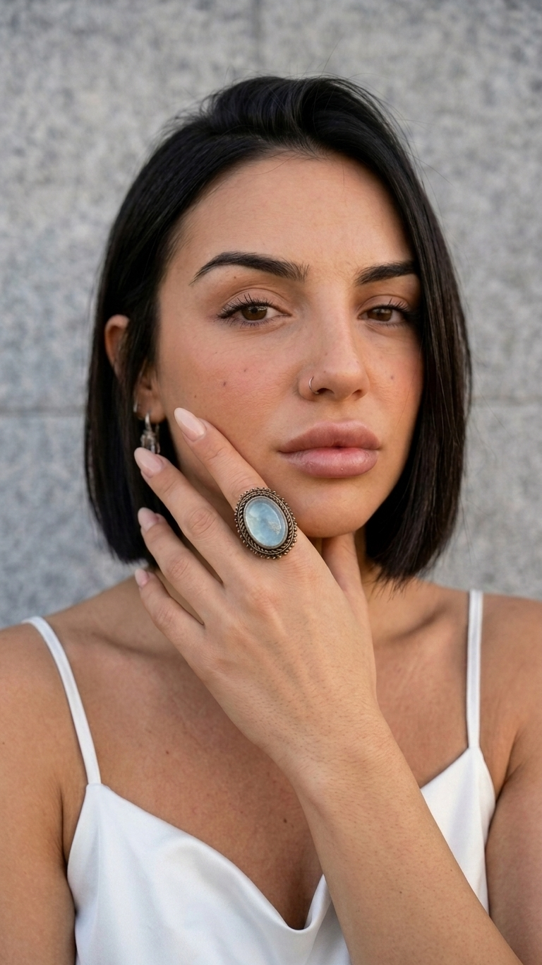 Anillo NEREIDA de Plata de Ley y Aguamarina
