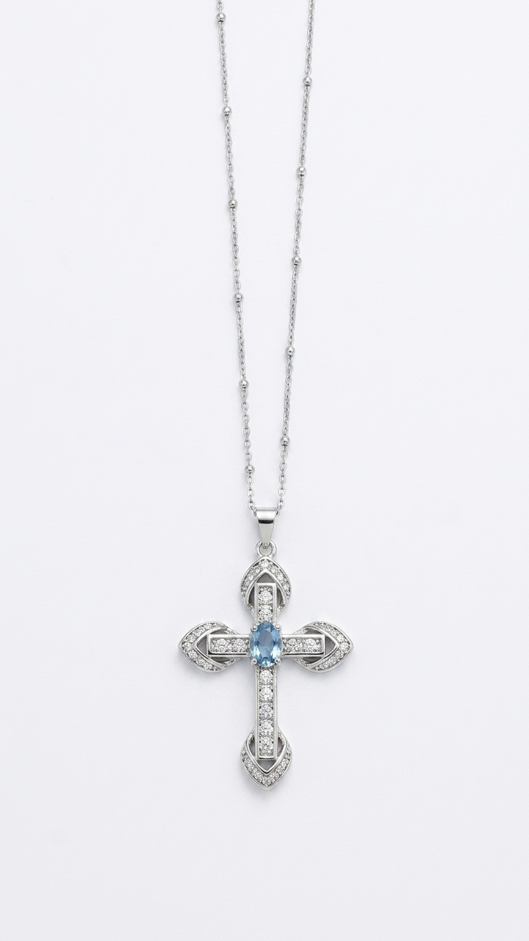 Collar ZAFIRA | Topacio azul y circonitas