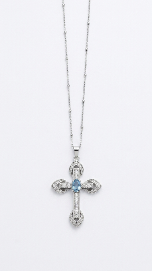 Collar ZAFIRA | Topacio azul y circonitas