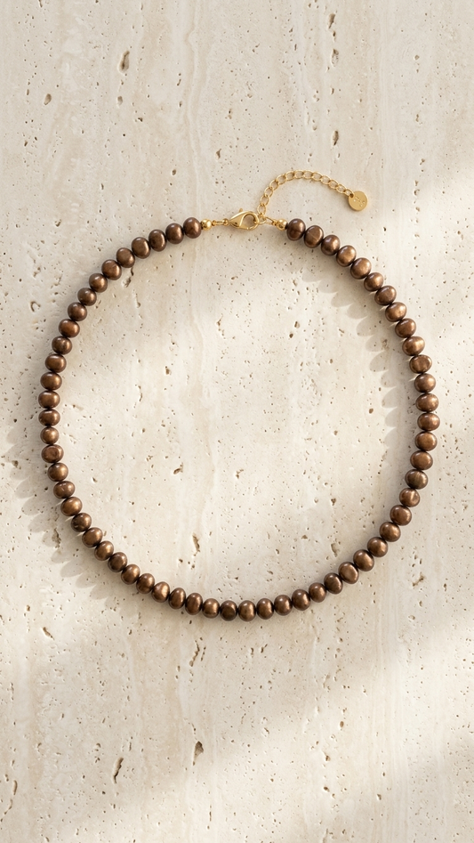 Collar AURIA de Perlas de Río Chocolate | AMARÉ