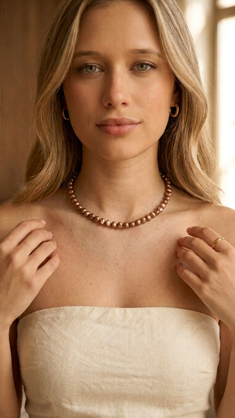 Collar AURIA de Perlas de Río Chocolate | AMARÉ