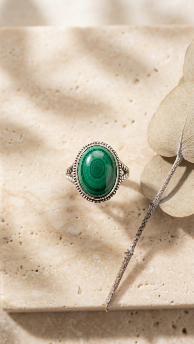 Anillo GAIA · Piedra Natural de Malaquita