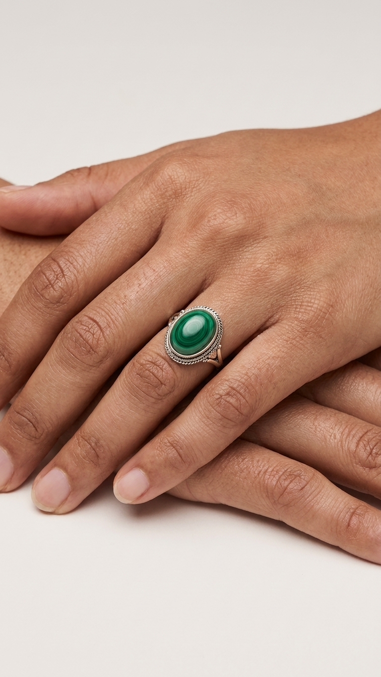 Anillo GAIA · Piedra Natural de Malaquita