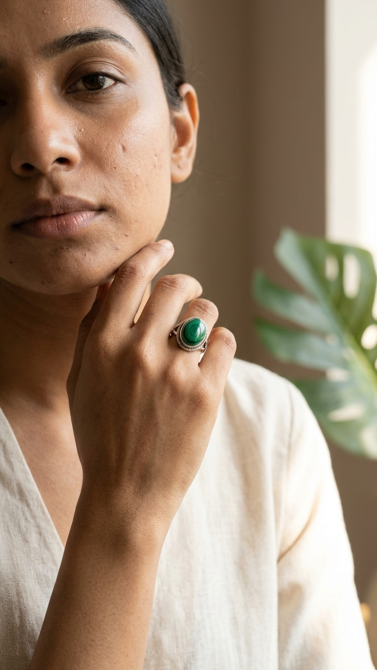 Anillo GAIA · Piedra Natural de Malaquita