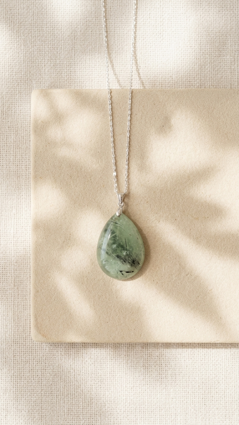 Collar AURA · Prehnita Natural en Plata 925 |