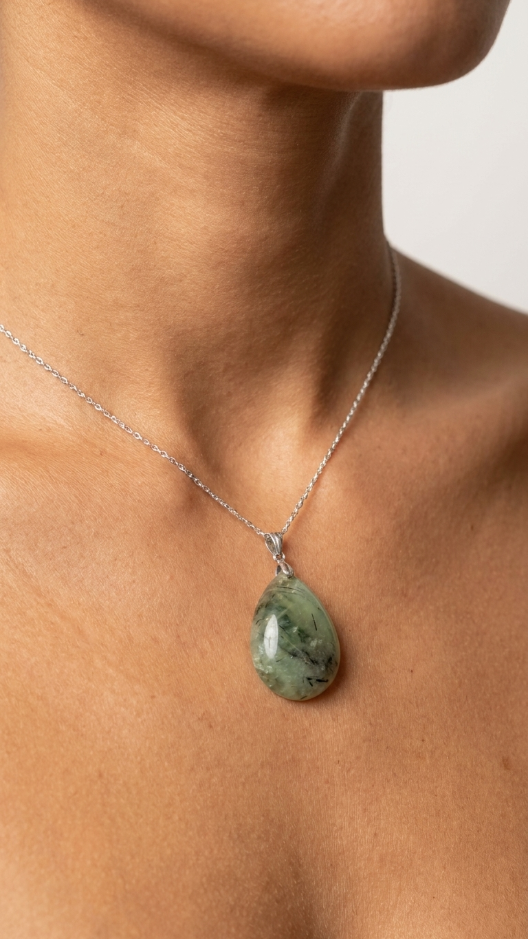 Collar AURA · Prehnita Natural en Plata 925 |