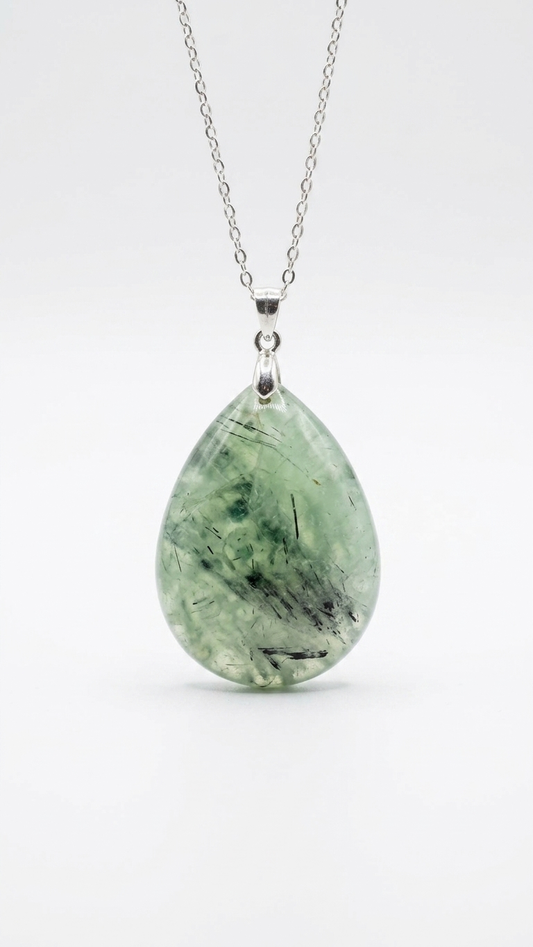 Collar AURA · Prehnita Natural en Plata 925 |