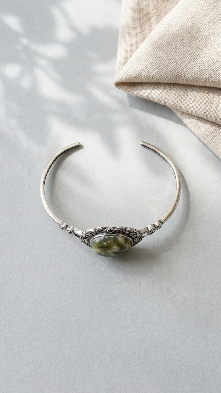 Brazalete DRUIDA · Jaspe Océano Natural