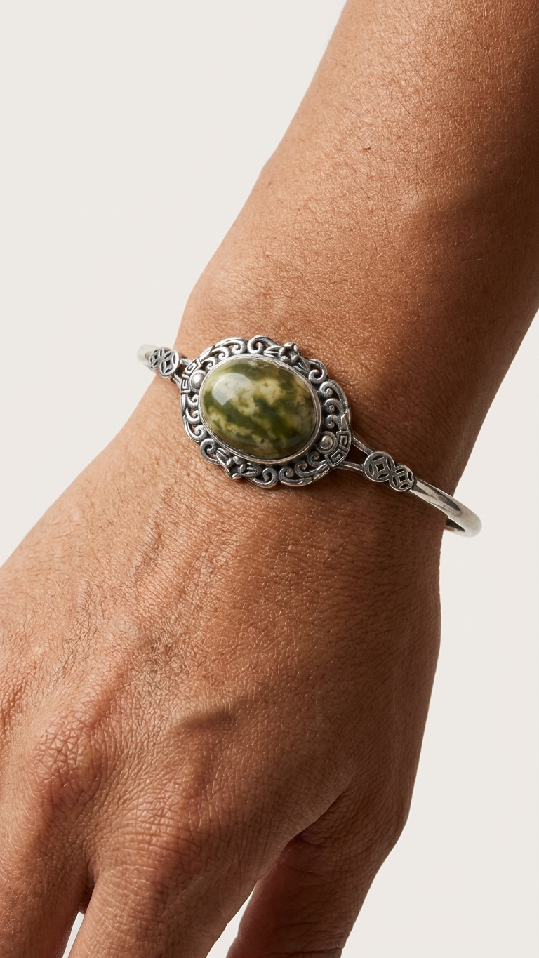 Brazalete DRUIDA · Jaspe Océano Natural
