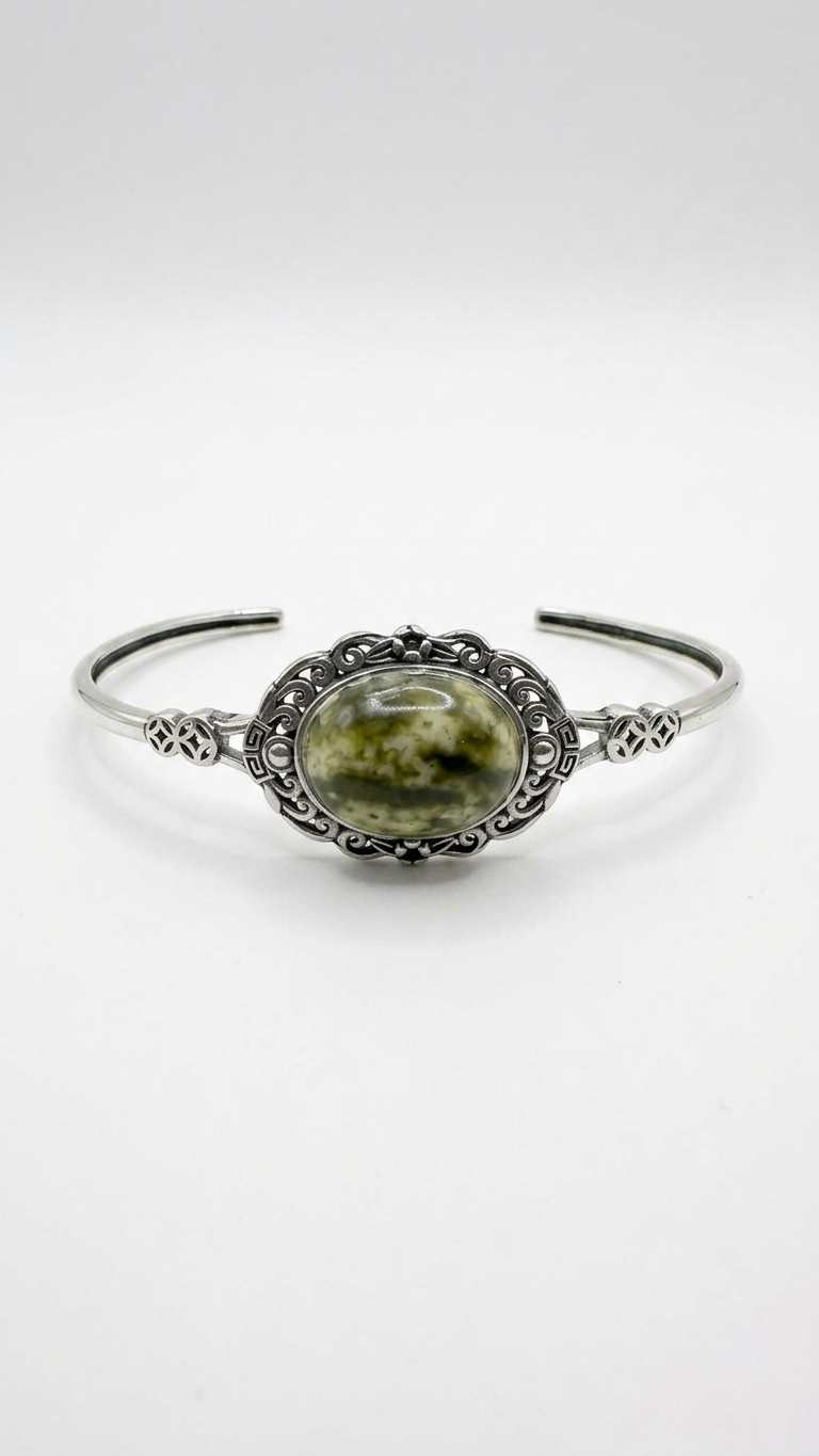 Brazalete DRUIDA · Jaspe Océano Natural
