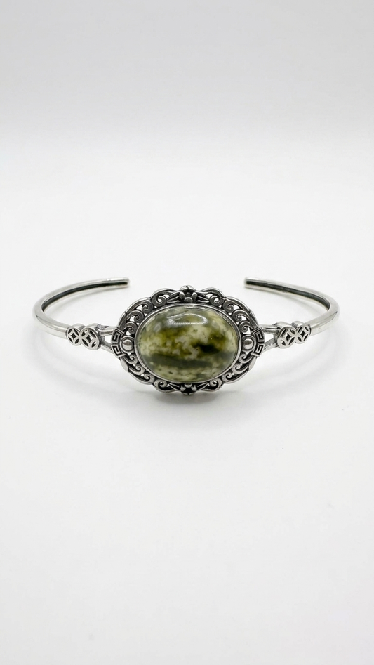 Brazalete DRUIDA · Jaspe Océano Natural