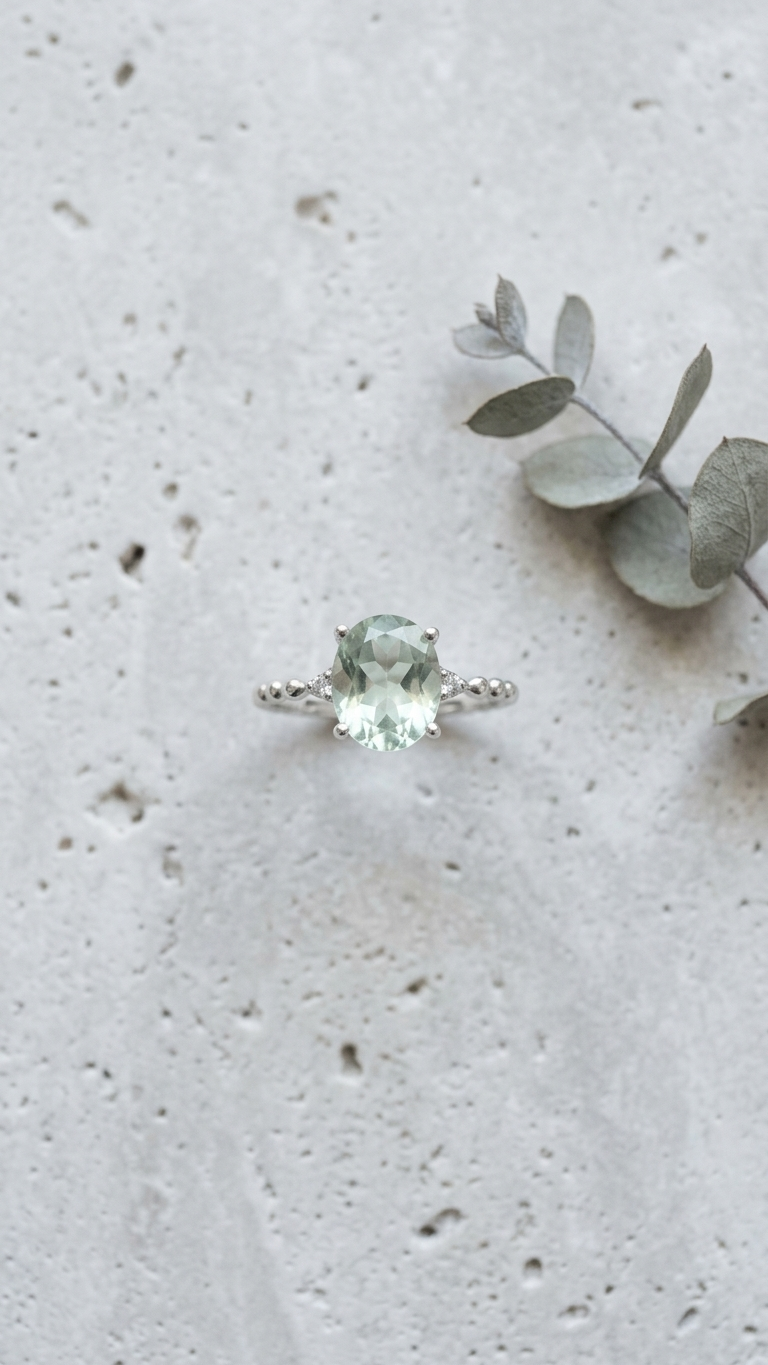 Anillo SYLVA · Cuarzo Verde Natural en Plata 925