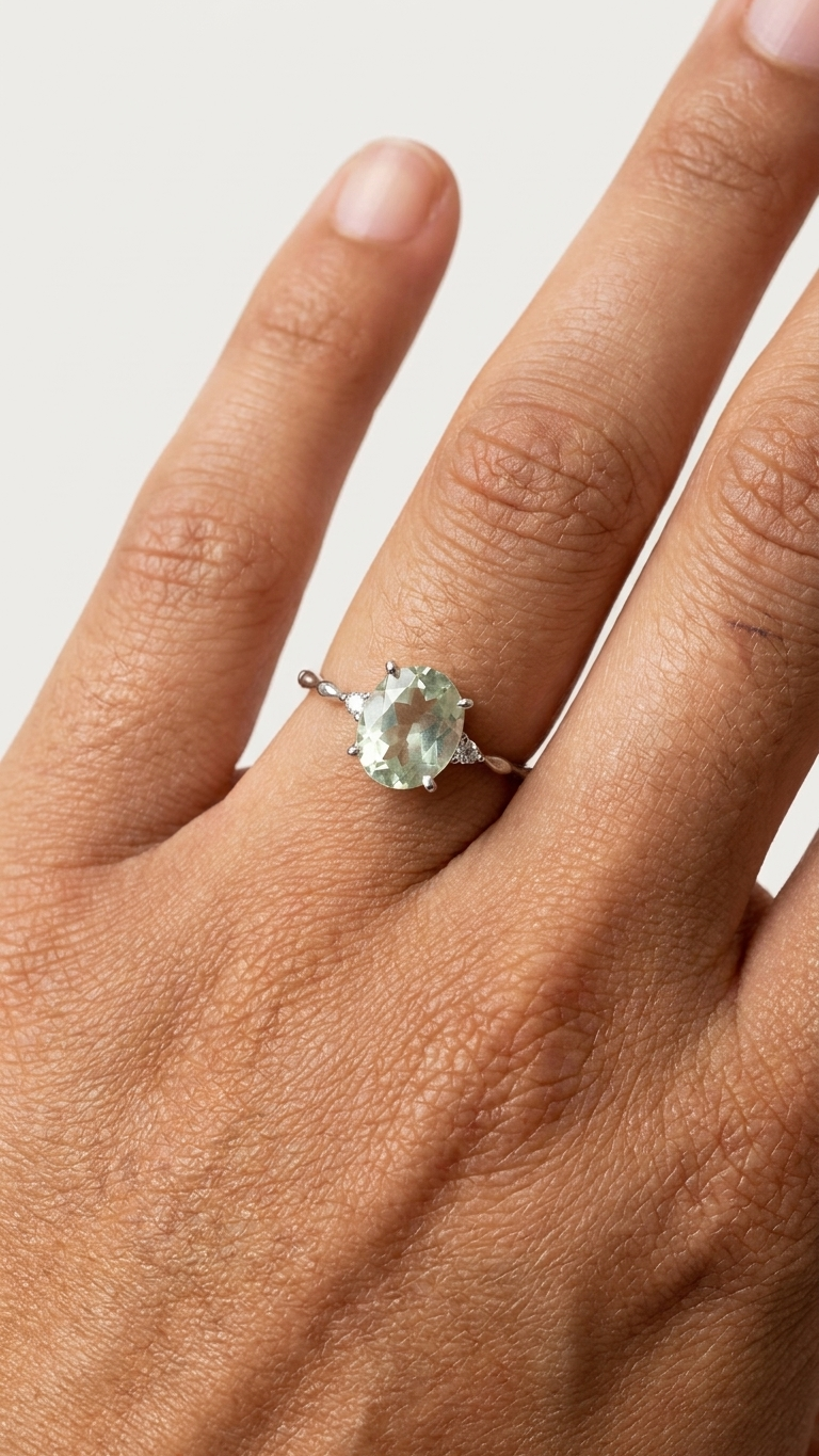 Anillo SYLVA · Cuarzo Verde Natural en Plata 925