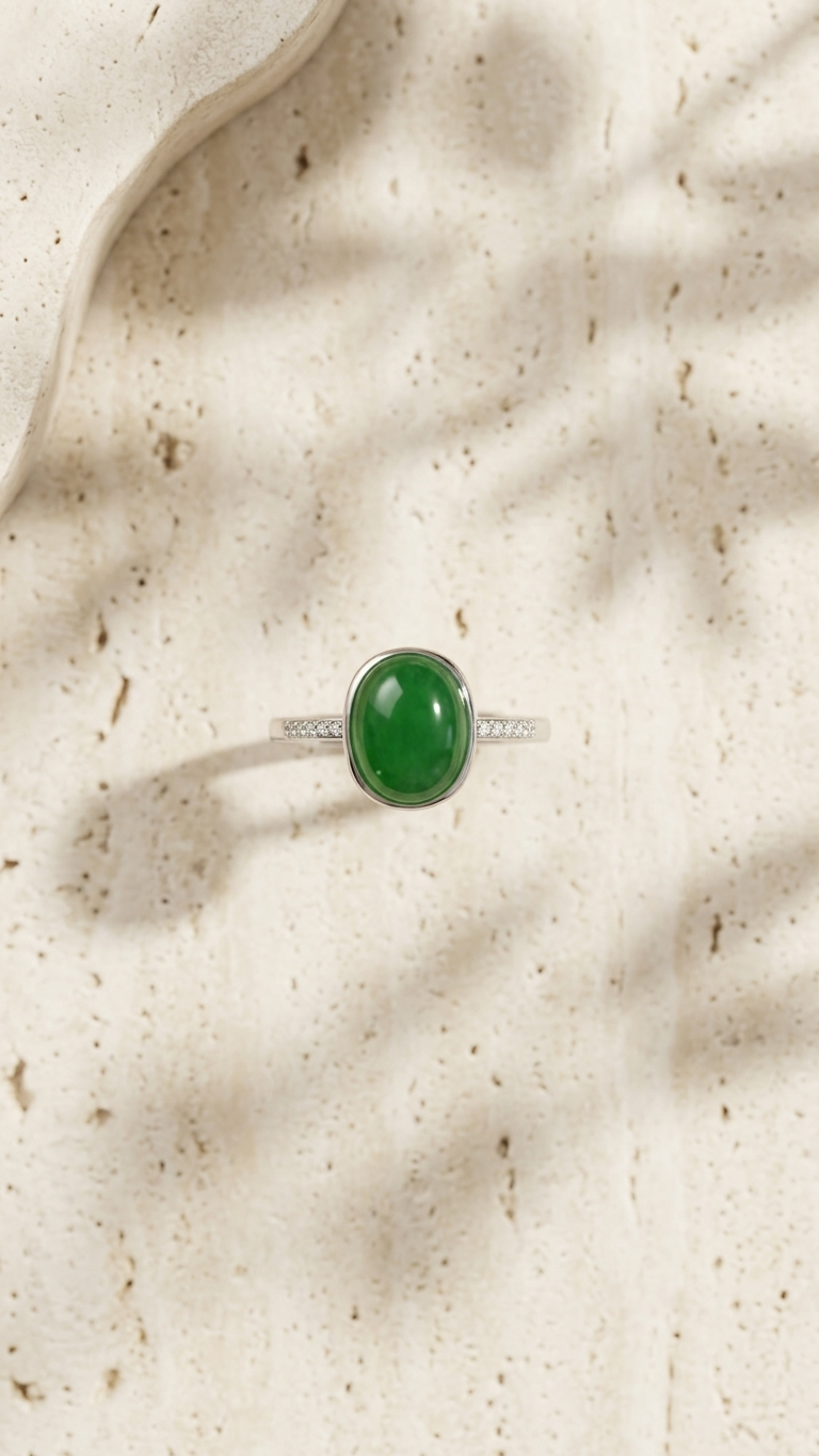 Anillo JADEA · Jade Natural Ajustable