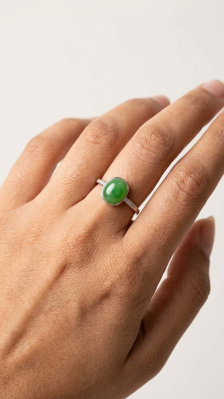 Anillo JADEA · Jade Natural Ajustable