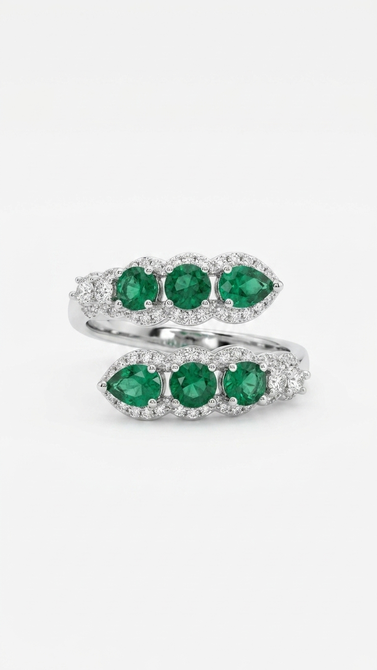 Anillo EMERA · Esmeraldas Naturales en Plata 925